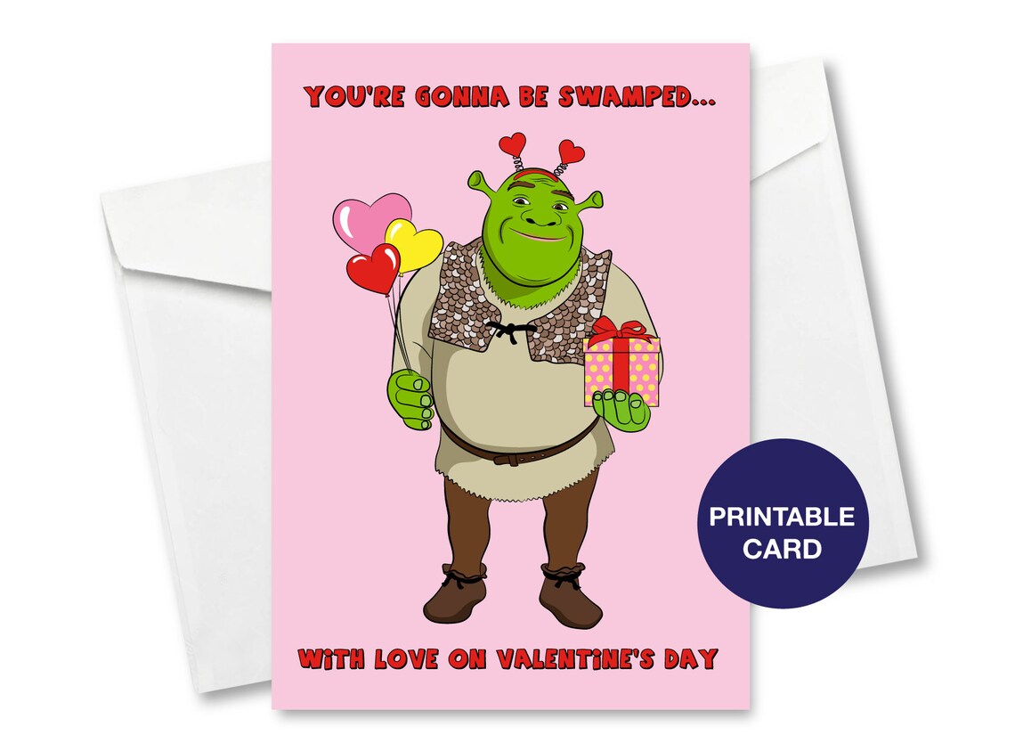 PRINTABLE Shrek Valentines Card Shrek Valentines Shrek | Etsy