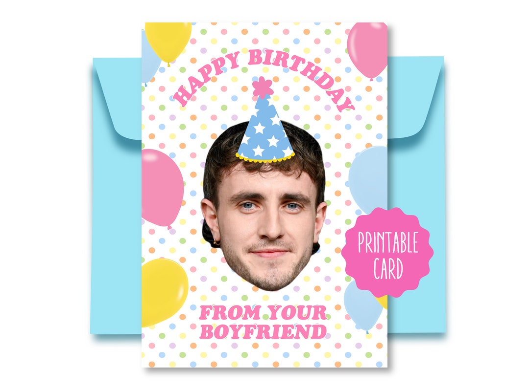 Paul Mescal Birthday Card Paul Mescal Card Paul Mescal Gifts Paul