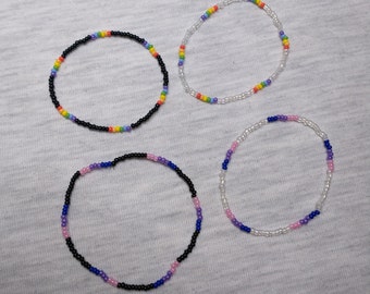 Flag Pride bracelet beaded, Bisexual Pride bracelet, Bi pride bracelet, LGBT, Rainbow LGBT bracelet, Handmade Bi Pride Jewelry