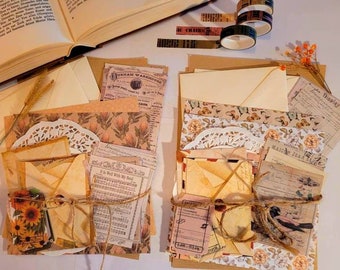 Vintage Junk journal Kit/ Snail Mail kits/ Scrapbook kit/ vintage ephemera/ Pen-pal kit/ Junk journal Supplies/ scrapbook/ vintage stickers