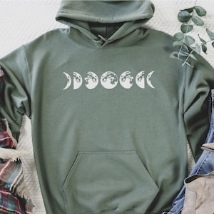 Moon Phase Sweatshirt, Moon Hoodie, Moon Gift Sweater, Christmas Gift, Plus Size Clothing