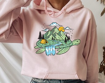 Turtle Mountain Sweatshirt Turtle Lovers Sweatshirt, Nature Lover Gift, Turtle Sweatshirt, Mountain Sweatshirt, Nature Lover Sweatshirt