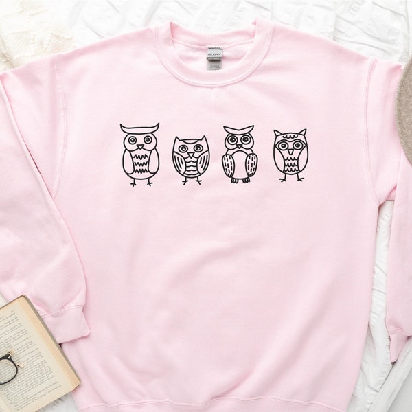Woman Owl Sweatshirt, Cute Owl Hoodie, Gift For Best Friends, Daily Sweatshirt, Casual Sweatshirt