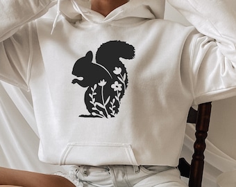 Squirrel Sweatshirt, Gift For Woman, Christmas Hoodie, Christmas Gift, Woman Clothing, Animal Hoodie, Animal Lover Sweater