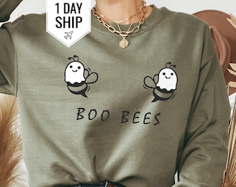 Halloween Ghost Sweatshirt, Boo Bees Hoodie, Halloween Sweatshirt, Ghost Hoodie, Halloween Gift, Cute Ghost Sweater