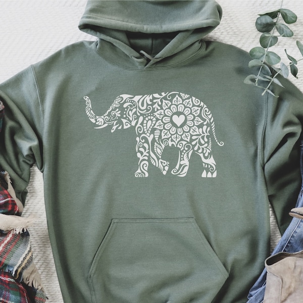 Elephant Floral Sweatshirt, Hoodie For Man, Gift For Woman, Christmas Hoodie, Christmas Gift, Woman Clothing