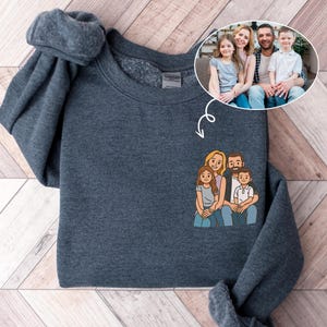 Custom Cartoon Portrait from Photo Sweatshirt, Family Reunion Portrait, Couple Portrait, Comfort Colors Personalized Gifts, Gifts for Dad