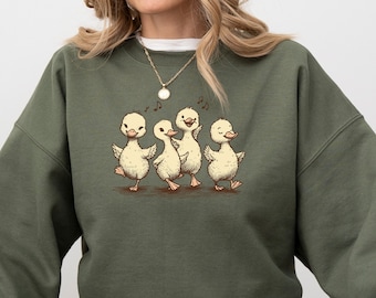 Cute Ducks Sweatshirt, Dancing Ducklings Sweatshirt, Animal Hoodie, Gift for Kids, Gift for Her, Birthday Gift, Gift for Girlfriend