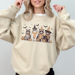 Cat Halloween Sweatshirt, Halloween Gifts, Gift for Her, Cat Mom Sweatshirt,Halloween Cute Gift, Gift for Daughter
