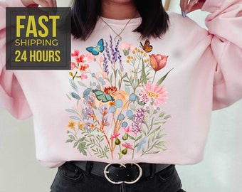Flowers Sweatshirt, Flower Girl Sweatshirt, Mothers day Gift, Mom Gift, Mom Flower Sweatshirt, Flower Girl Gift, Girlfriend Gift,Flower Gift