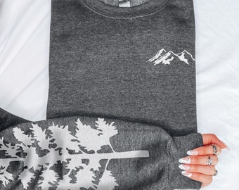 Pine Tree Sweatshirt, Forest Sweatshirt, Mountain Sweatshirt, Nature Lover Gift, Tree Hoodie, Hiking Gift, Nature Gift, Gift for Her