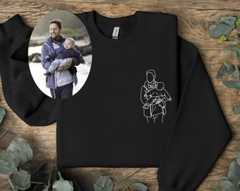 Portrait from Photo Father's Day Sweatshirt, Father Gift Hoodie, Father Sweatshirt, Gift For Father, Daily Sweatshirt, Casual Sweatshirt