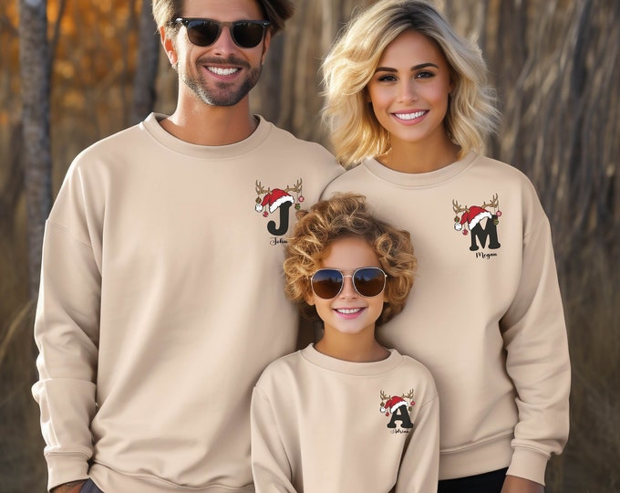 Custom Christmas Family Matching Sweatshirt and Hoodie: Personalized Xmas Gifts, Friendsgiving