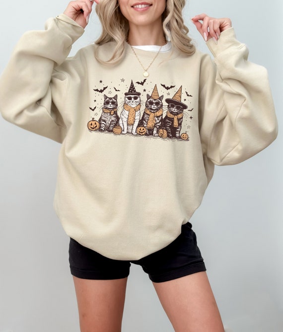 Cat Halloween Sweatshirt, Halloween Gifts, Gift for Her, Cat