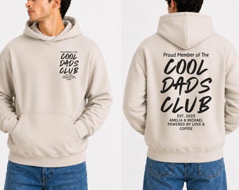 Funny Father Day Sweatshirt with Kids Names: Cool Dads Club, Christmas Birthday Hoodie for him