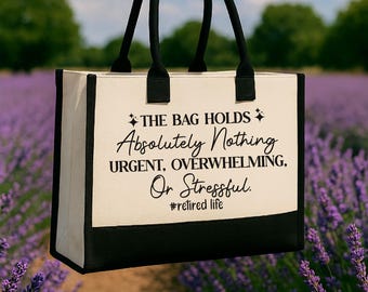 Custom Funny Retirement Canvas Tote Bag: Retired Gifts for Women, Coworkers, Friends, Family