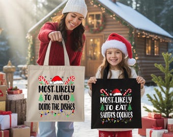 Personalized Tote Bags Christmas Crew  with 200 Most Likely Quotes: Holiday Family Matching