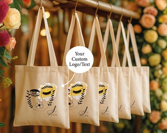 Personalized Bulk Tote Bags with Custom Logo Design, Canvas Bridesmaid Tote Bag, Photo or Text, Wholesale Promotional Small Business Bags