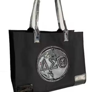 Black Nylon Tote Bag – Glossy Emblem Edition - Choose Red or Black