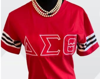 Delta Sigma Theta Stripe Sleeve Tee