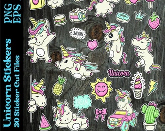 Cute Unicorn Digital Sticker Bundle Png Jpg Eps and Ai/Unicorn Printable Stickers for Cricut and Silhouette/INSTANT DOWNLOAD