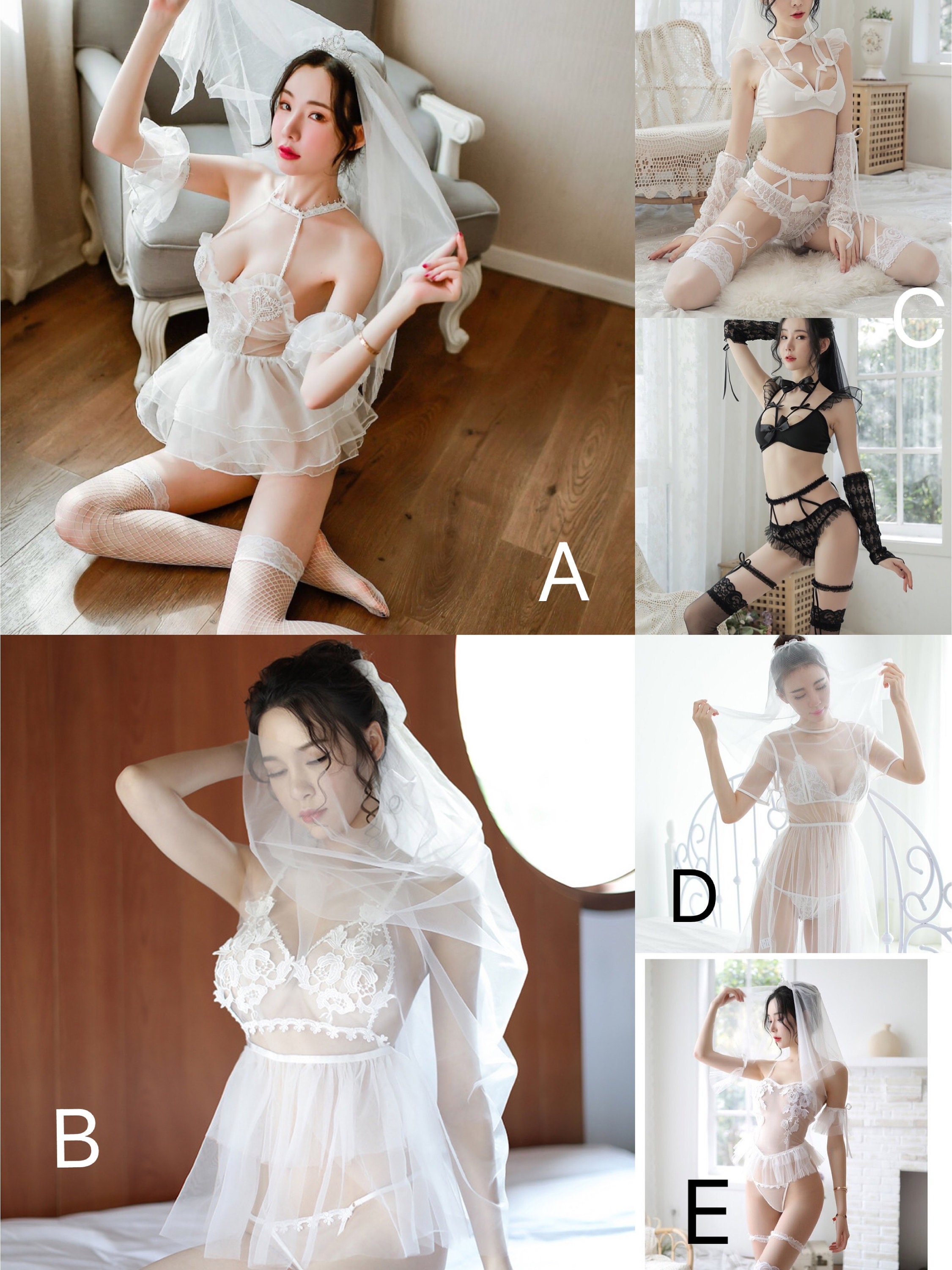 Sexy Ladies White Bridal Outfit Wedding Costume Cosplay G-string Lingerie  G11 -  Denmark