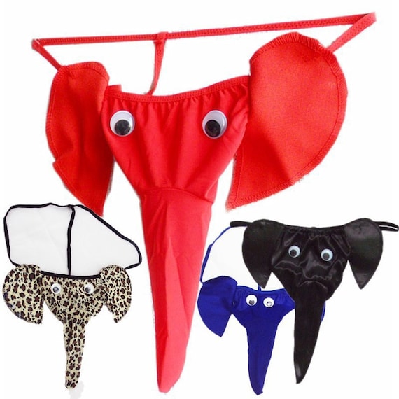 Sexy Men's Elephant Sexy G-string Thong Underwear Leopard Red Blue