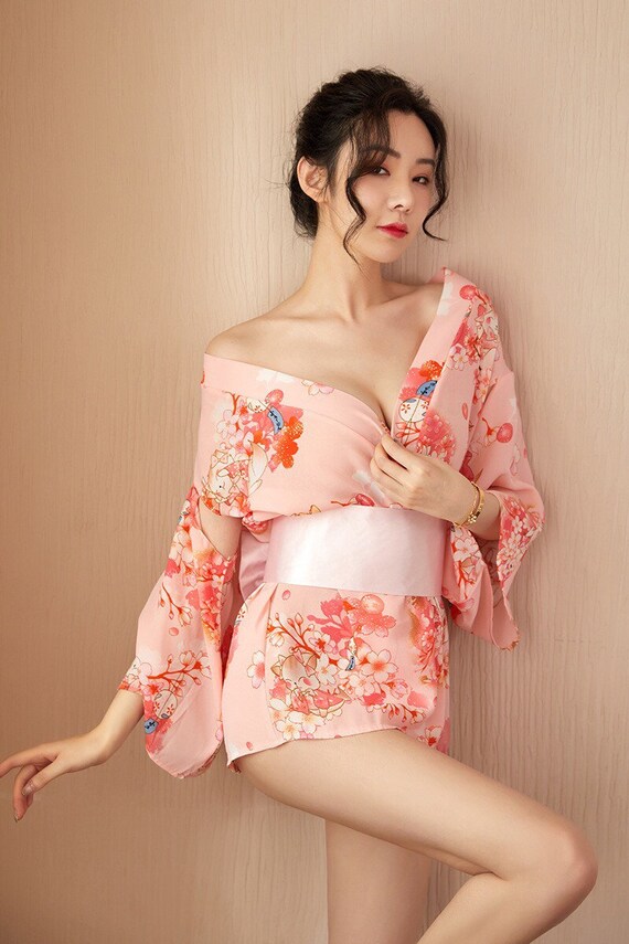 Ladies Sexy Cute Cat Pink Japanese Kimono Lingerie Nightdress Sleepwear  Pajamas L143 -  Sweden