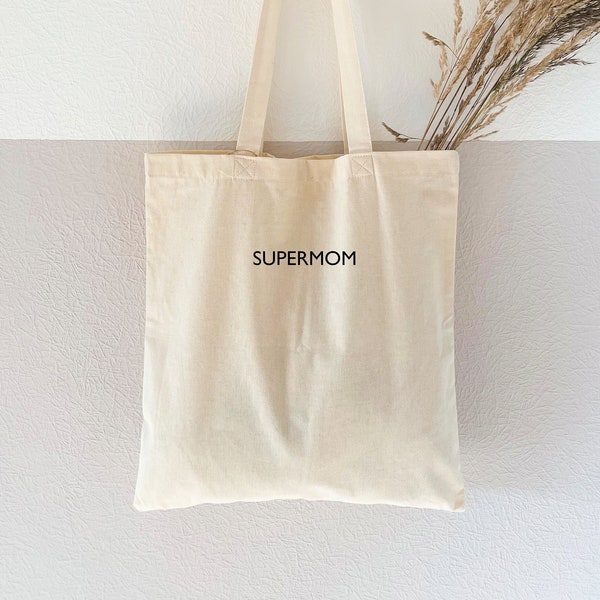 Jute bag printed "Supermom/Superdad" - cotton bag, fabric bag, fabric bag, shopping bag, cotton bag