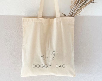 Jutebeutel bedruckt "Doggy bag" - Baumwollbeutel, Stofftasche, Stoffbeutel, Einkaufstasche, Baumwolltasche