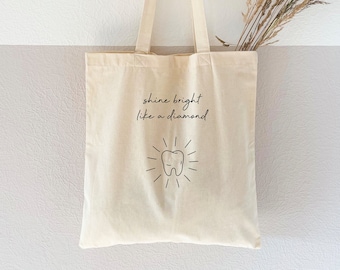 Jute bag printed "Tooth" - cotton bag, fabric bag, fabric bag, shopping bag, cotton bag