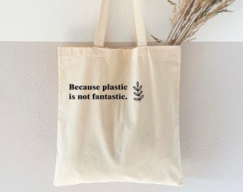 Jute bag printed "Plastic" - cotton bag, fabric bag, fabric bag, shopping bag, cotton bag