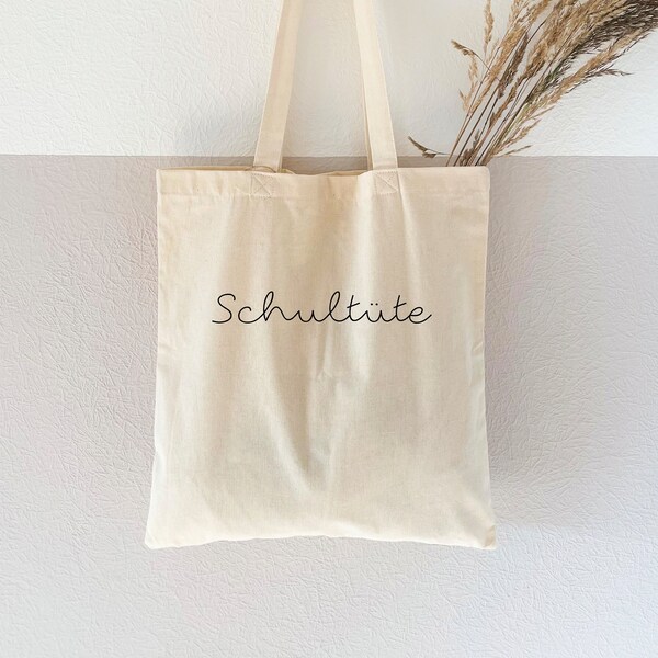 Jutebeutel bedruckt "Schultüte" - Baumwollbeutel, Stofftasche, Stoffbeutel, Einkaufstasche, Baumwolltasche