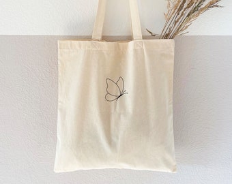Bolsa de yute estampada "Mariposa" - bolsa de algodón, bolsa de tela, bolsa de tela, bolsa de compras, bolsa de algodón, bolsa de yute, bolsa de yute