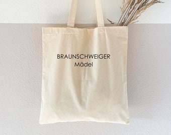 Jutebeutel personalisiert "Stadt Mädel / Bub" bedruckt - Baumwollbeutel, Stofftasche, Stoffbeutel, Einkaufstasche, Baumwolltasche