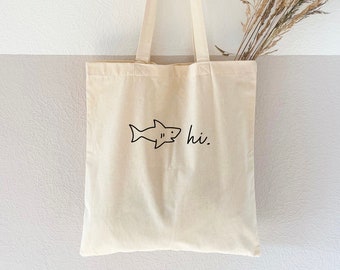 Jute bag printed "Shark" - cotton bag, fabric bag, fabric bag, shopping bag, cotton bag