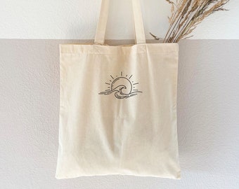 Jute bag printed "Wave" - cotton bag, fabric bag, fabric bag, shopping bag, cotton bag
