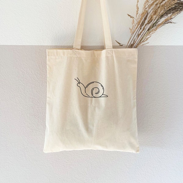 Jute bag printed "Snail" - cotton bag, fabric bag, fabric bag, shopping bag, cotton bag, jute bag, jute bag