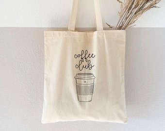 Jutebeutel bedruckt "coffee club" - Baumwollbeutel, Stofftasche, Stoffbeutel, Einkaufstasche, Baumwolltasche, Jutetasche, Shopper