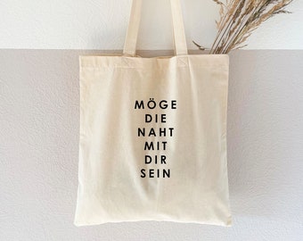 Jutebeutel bedruckt "Naht"- Baumwollbeutel, Stofftasche, Stoffbeutel, Einkaufstasche, Jutetasche, Jutebag