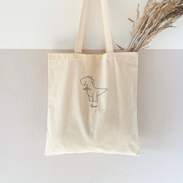 Jute bag printed "Dino" - cotton bag I fabric bag I fabric bag I shopping bag