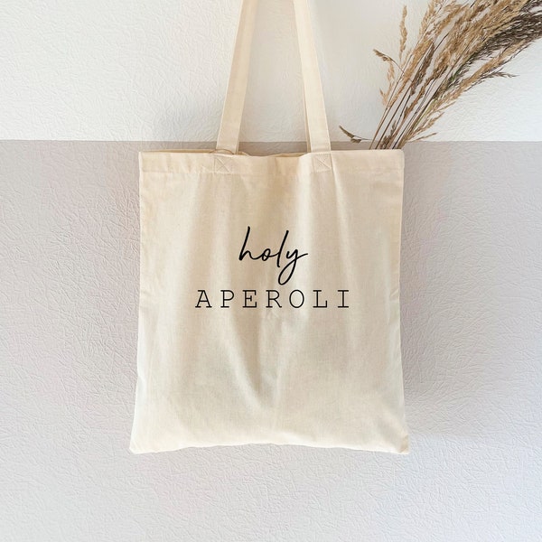 Jutebeutel bedruckt "Holy Aperoli" - Baumwollbeutel, Stofftasche, Stoffbeutel, Einkaufstasche, Baumwolltasche