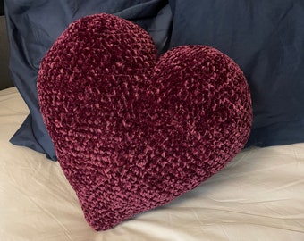 Valentine's Velevet Heart Pillow Crochet Pattern PDF