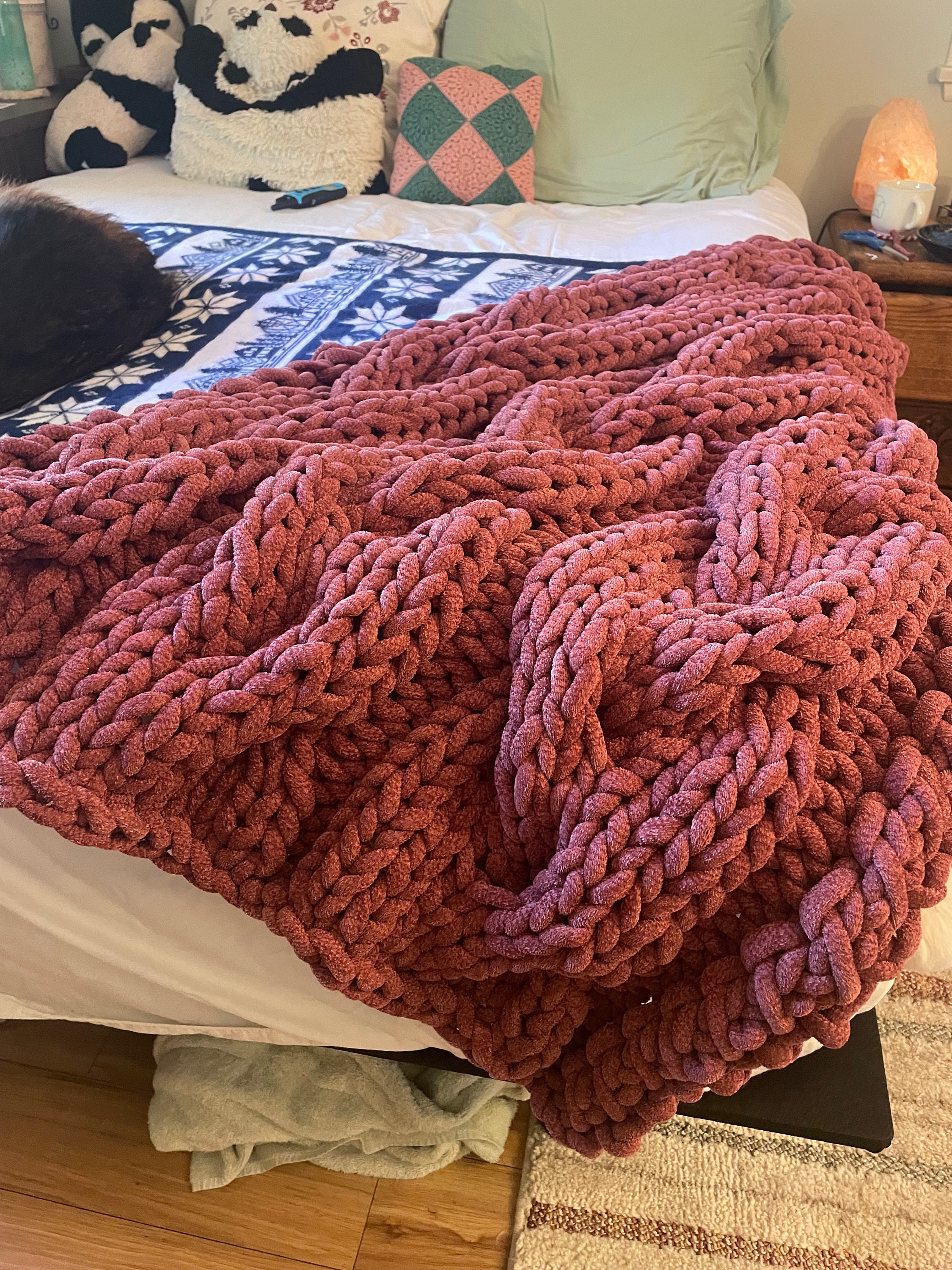 Etsy cable knit blanket sale