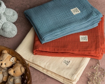 Organic Cotton MuslinBaby Blanket | Soft & Breathable Swaddle | Newborn Receiving Blanket | Baby Shower Gift