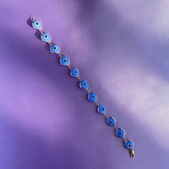 Evil Eye Bracelet, Blue Evil Eye Bracelet, 14K Go… - image 5