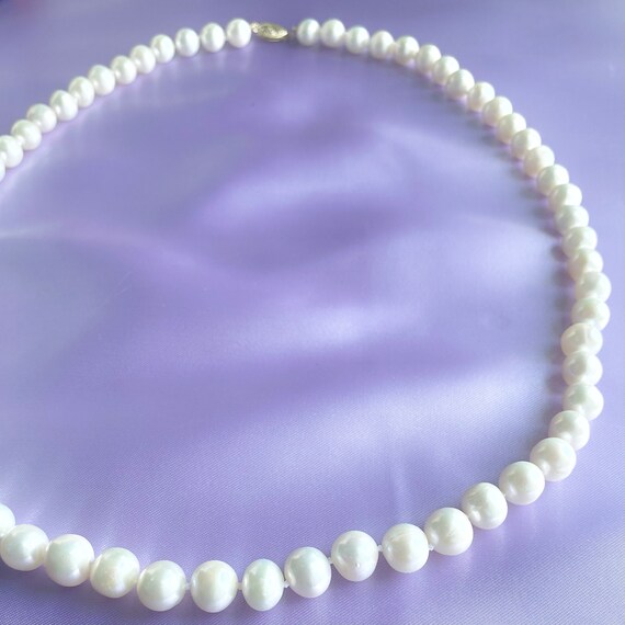 Pearl Necklace, 14K Gold Lock, Gold Pearl Necklace - image 4