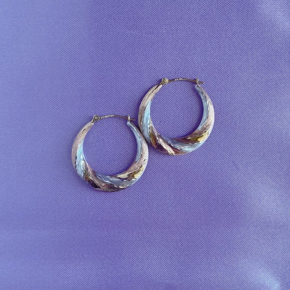 Gold Hoops Gold Hoop Earrings 14K Gold, 3 Color G… - image 1