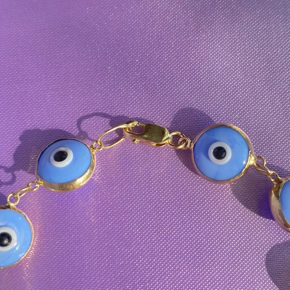 Evil Eye Bracelet, Blue Evil Eye Bracelet, 14K Go… - image 2