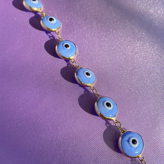 Evil Eye Bracelet, Blue Evil Eye Bracelet, 14K Go… - image 3